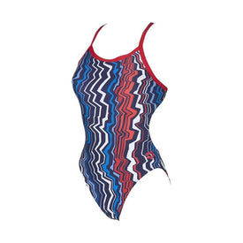 Arena Women Zig Zag Challenge Back One Piece Swimsuit Front Lining  One Piece Swimsuits  Arena