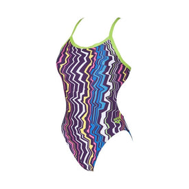 Arena Women Zig Zag Challenge Back One Piece Swimsuit Front Lining  One Piece Swimsuits  Arena