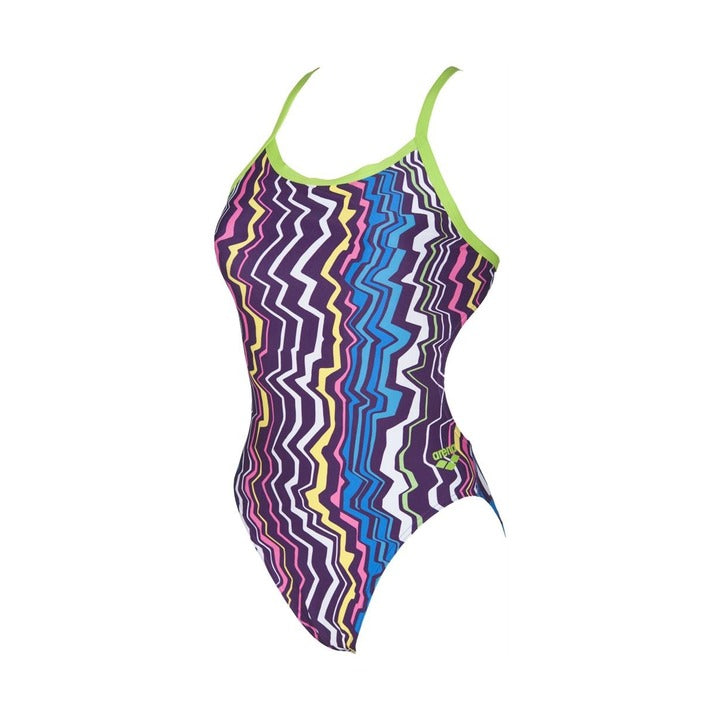 Arena Women Zig Zag Challenge Back One Piece Swimsuit Front Lining  One Piece Swimsuits  Arena
