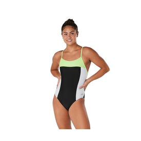 Speedo Women's Color Block Relay Back One Piece Swimsuit  One Piece Swimsuits  Speedo