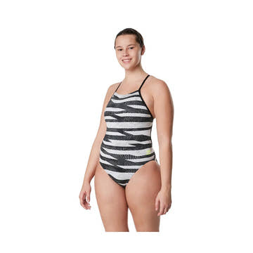 Speedo Women's Contort Stripes Crossback One Piece Swimsuit  One Piece Swimsuits  Speedo
