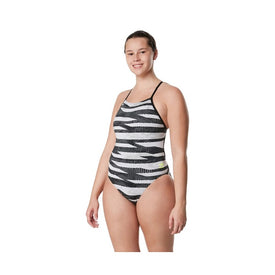 Speedo Women's Contort Stripes Crossback One Piece Swimsuit  One Piece Swimsuits  Speedo