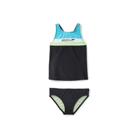 Speedo Girls Solid Horizontal Splice Tankini Set  Girls Tankini  Speedo
