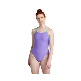 Speedo Solid Double Lace Back One Piece Swimsuit  One Piece Swimsuits  Speedo