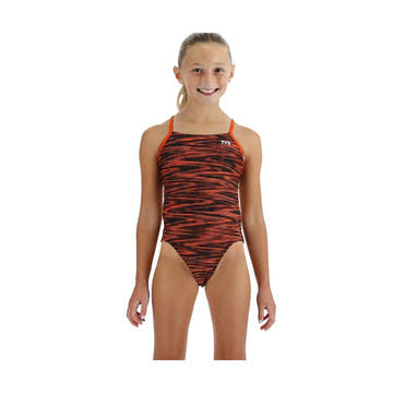 Tyr Durafast Elite Girls Cutoutfit One Piece Swimsuit - Fizzy  Swim Team Prints  Tyr