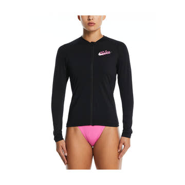Nike Women Logo Long Sleeve Zip Hydroguard  Long Sleeve Rash Guard  Nike