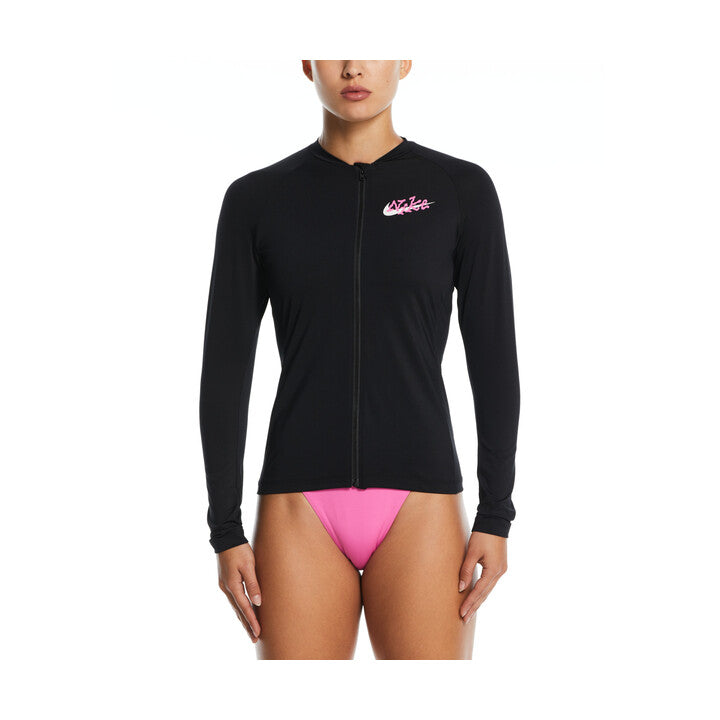 Nike Women Logo Long Sleeve Zip Hydroguard  Long Sleeve Rash Guard  Nike