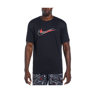 Nike Men Stacked Swoosh Short Sleeve Hydroguard  Short Sleeve Rash Guard  Nike