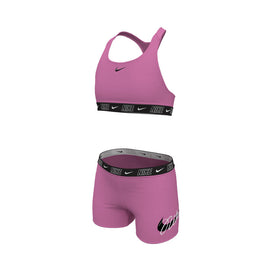 Nike Girl's Logo Tape Racerback Bikini & Short Set  Two Piece Swimsuits  Nike