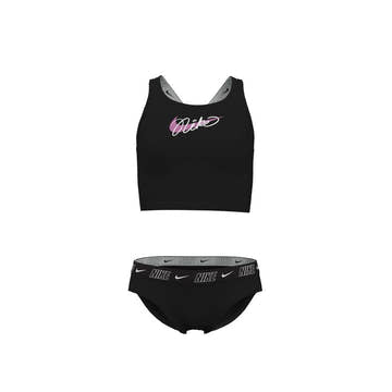 Nike Girl's Logo Tape Crossback Midkini Set  Two Piece Swimsuits  Nike