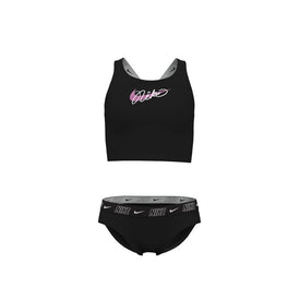 Nike Girl's Logo Tape Crossback Midkini Set  Two Piece Swimsuits  Nike