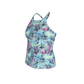 Nike Women Aqua Floral Lace Up High Neck Tankini  Women's Tankini Top  Nike