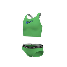 Nike Girl's Logo Tape Crossback Midkini Set  Two Piece Swimsuits  Nike