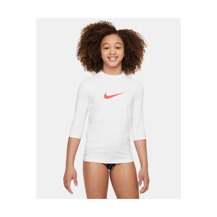Nike Girl's Logo Short Sleeve Hydroguard  Short Sleeve Rash Guard  Nike