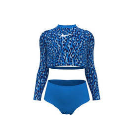Nike Girl's Wild Long Sleeve Crop Top & High Waist Swim Set  Two Piece Swimsuits  Nike