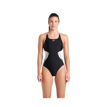 Arena Women's Stripe One Piece Swimsuit Swim Pro Back  One Piece Swimsuits  Arena