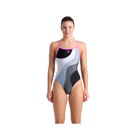 Arena Women's Multi Slices One Piece Swimsuit Lightdrop Back  One Piece Swimsuits  Arena