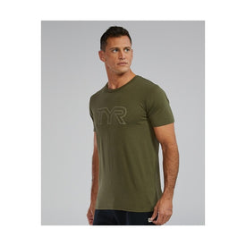 TYR Men's Ultrasoft Lightweight Tri Blend Tech Tee - Big Logo  Shirts  Tyr