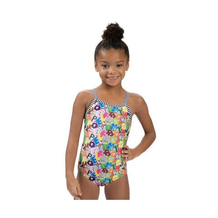 Dolfin Little Girls' Alphabet Soup One Piece Swimsuit  Girls One Piece  Dolfin