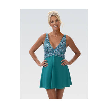 Dolfin Women's Aquashape Dot Print Wrap Front V-Neck Swim Dress  Swim Dress  Dolfin