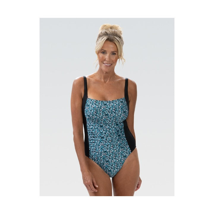 Dolfin Women's Aquashape Dot Print Moderate Square Neck One Piece Swimsuit  One Piece Swimsuits  Dolfin