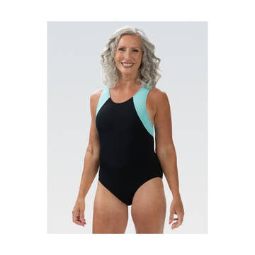Dolfin Women's Aquashape Black and Mint Color Blocked Moderate One Piece  One Piece Swimsuits  Dolfin