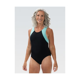 Dolfin Women's Aquashape Black and Mint Color Blocked Moderate One Piece  One Piece Swimsuits  Dolfin