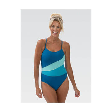 Dolfin Women's Aquashape Turquoise and Mint Color Blocked Moderate One Piece Swimsuit  One Piece Swimsuits  Dolfin