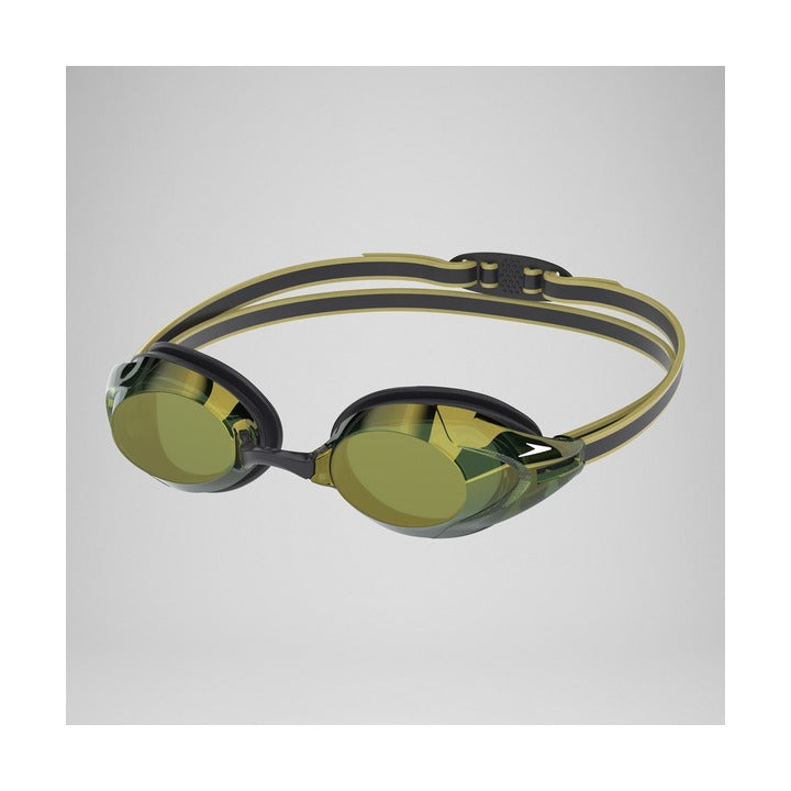 swimming goggles mirrored or clear Speedo Vanquisher 3.0 Mirrored Goggle Black/Emerald/Gold