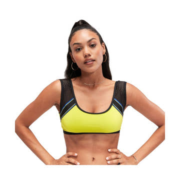 Speedo Women's Flu3Nte Solid Crop Mesh Top  Crop Top  Speedo
