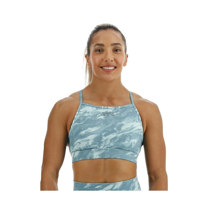 TYR Base Kinetic Women's High Neck Sports Bra - Aqueous    Tyr