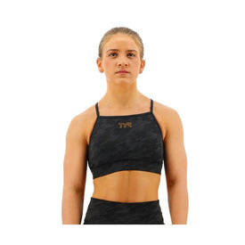 TYR Base Kinetic Women's High Neck Sports Bra - Blackout Camo    Tyr