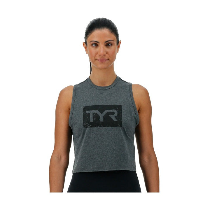 TYR Ultrasoft Women's Graphic Crop Tank Distressed TYR Brick  Crop Top  Tyr