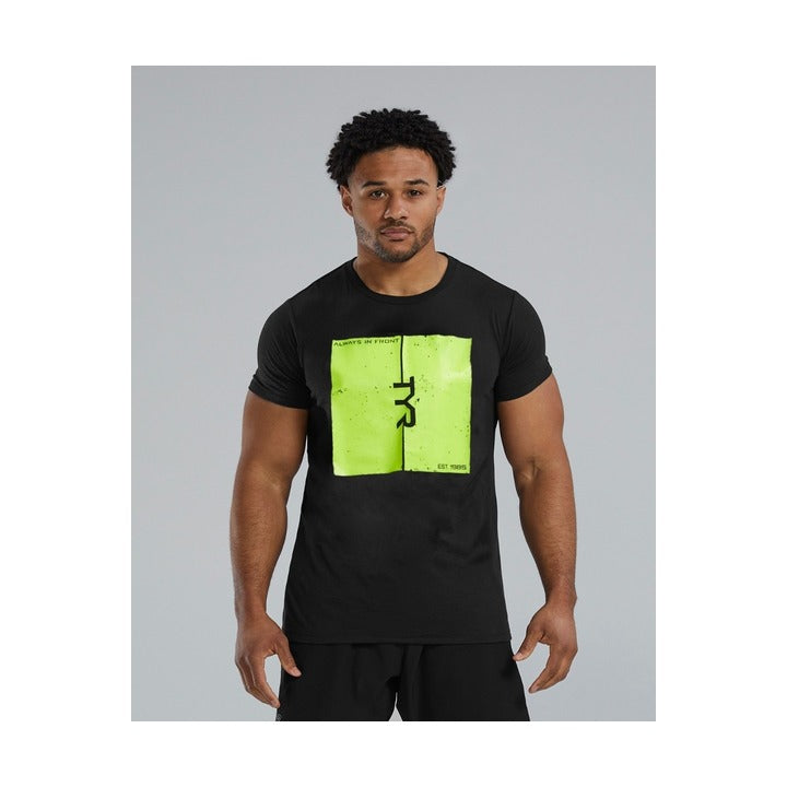 TYR Ultrasoft Men's Short Sleeve Graphic Tee - Attak Yellow Logo  Shirts  Tyr