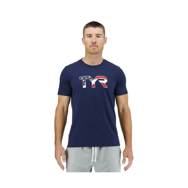 TYR Men's Ultrasoft Lightweight Tri Blend Tech Tee - Usa  Shirts  Tyr