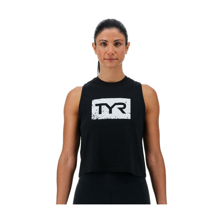 TYR Ultrasoft Women's Graphic Crop Tank Distressed TYR Brick  Crop Top  Tyr