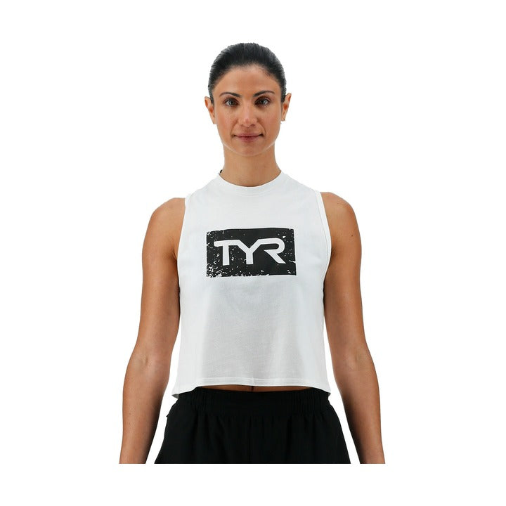 TYR Ultrasoft Women's Graphic Crop Tank Distressed TYR Brick  Crop Top  Tyr