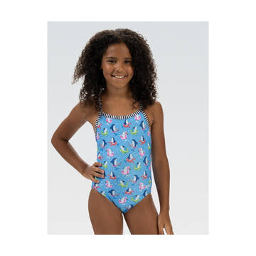 Dolfin Uglies Girls’ Fin Floats Criss-Cross Back One Piece Swimsuit  Girls One Piece  Dolfin
