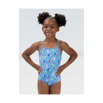 Dolfin Little Girls' Fin Floats One Piece Swimsuit  Girls One Piece  Dolfin