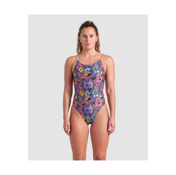 Arena Women's Vivid Repeat Lace Plus Back One Piece Swimsuit
