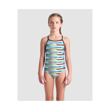 Arena Girl's Racing Stripe Lightdrop Back One Piece Swimsuit  Girls One Piece  Arena