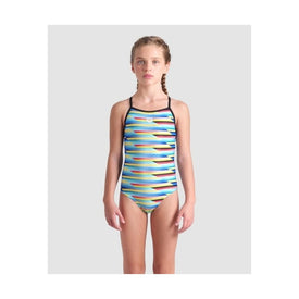 Arena Girl's Racing Stripe Lightdrop Back One Piece Swimsuit  Girls One Piece  Arena