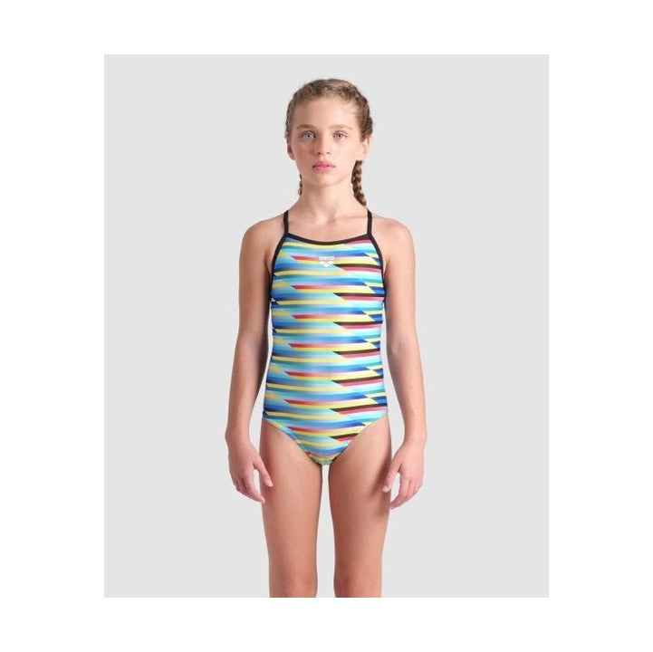 Arena Girl's Racing Stripe Lightdrop Back One Piece Swimsuit  Girls One Piece  Arena
