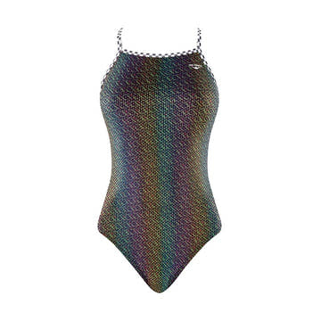 The Finals Girls' Glitz and Glam Foil Funnies Flutterback Swimsuit  Girls One Piece  The Finals