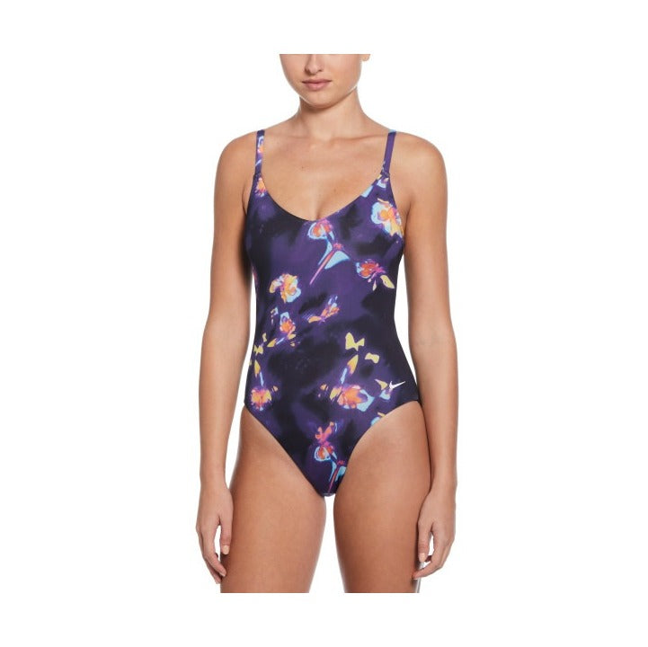 Nike Women's Digi Floral V-Neck One Piece Swimsuit  One Piece Swimsuits  Nike