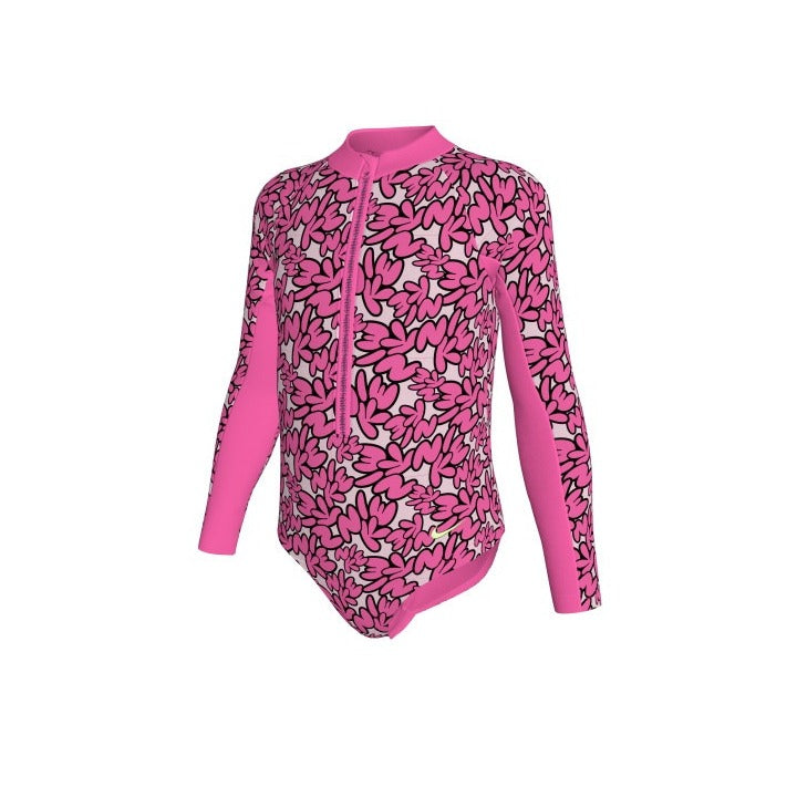 Nike Girls Bubble Script Long Sleeve One Piece Swimsuit  Girls One Piece  Nike