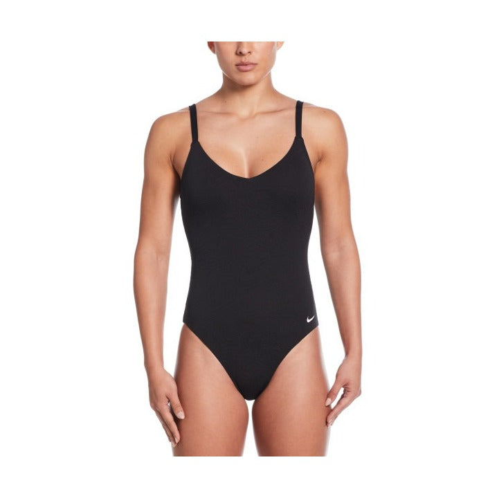 Nike Swim Jacquard Women's V-Neck One Piece Swimsuit  One Piece Swimsuits  Nike