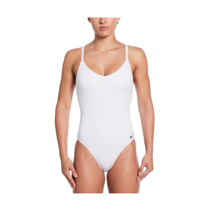 Nike Swim Jacquard Women's V-Neck One Piece Swimsuit  One Piece Swimsuits  Nike
