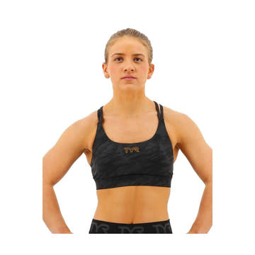TYR Women's Base Kinetic Dual Strap Sports Bra - Blackout Camo  Bikini Top  Tyr