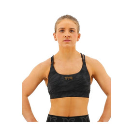 TYR Women's Base Kinetic Dual Strap Sports Bra - Blackout Camo  Bikini Top  Tyr